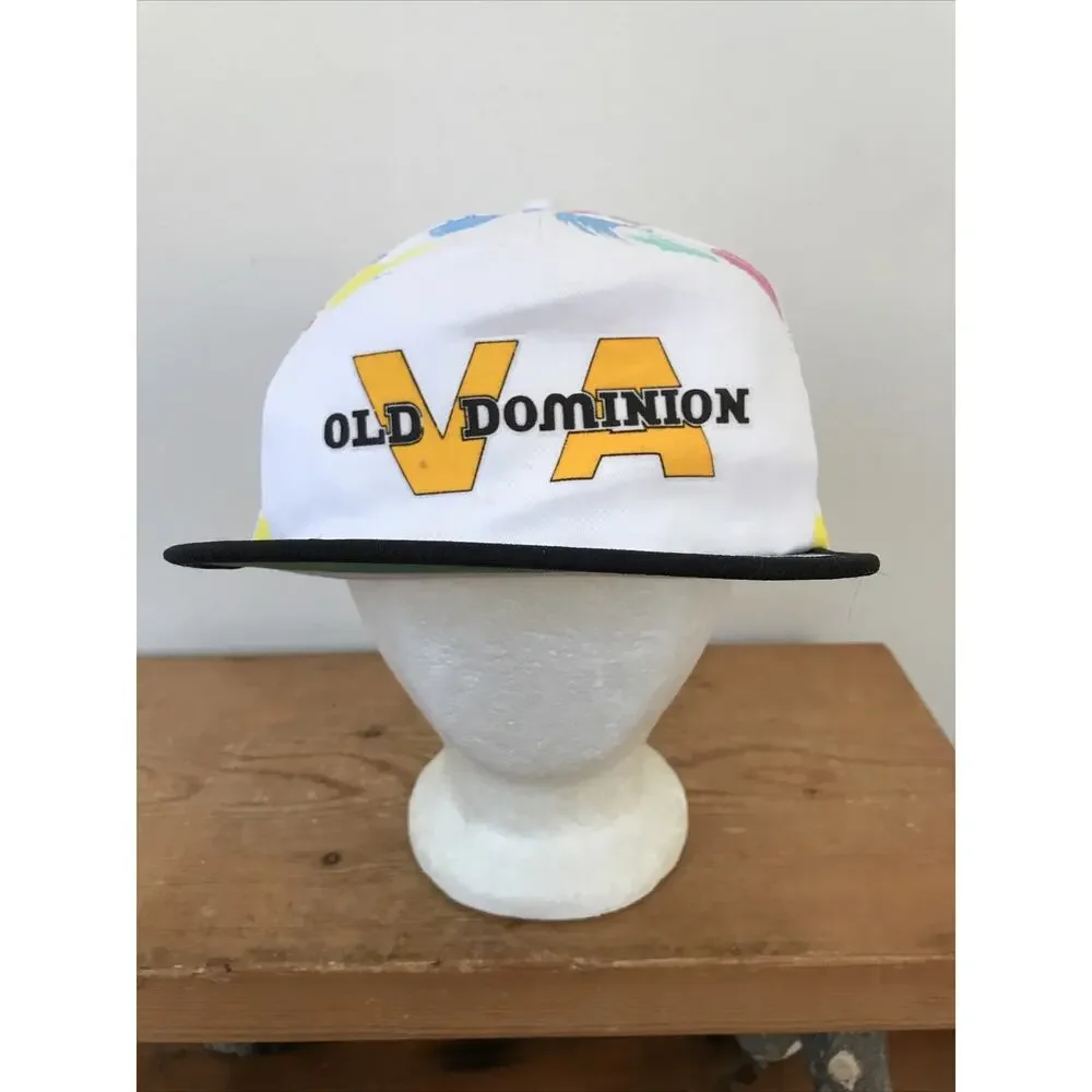 Vtg 90s Old Dominion VA Virginia Checkered Vaporwave Adjustable Cotton Cap Hat